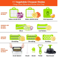 SHOPPING VIBES Your One Stop Shop 14-in-1 Vegetable Slicer Chopper from Kitchen Vegetable Slicer Dicer Cutter, and Chopper With 8 Blades and a Container for Quick Meal Prep. 