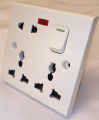 Electric Multi-Plug (IMPORTED) Super-grip Universal Wall Switch Socket 13A 250V 1 gang 8 pin - (White) With Indicator. 