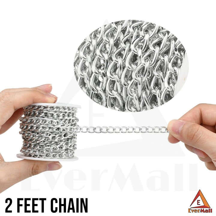 2 Feet Extension Chain Steel Cross O Chain Handmade Necklace Bracelet Extender Tail Basic Bulk Chains for Women DIY Jewelry Making Supplies
