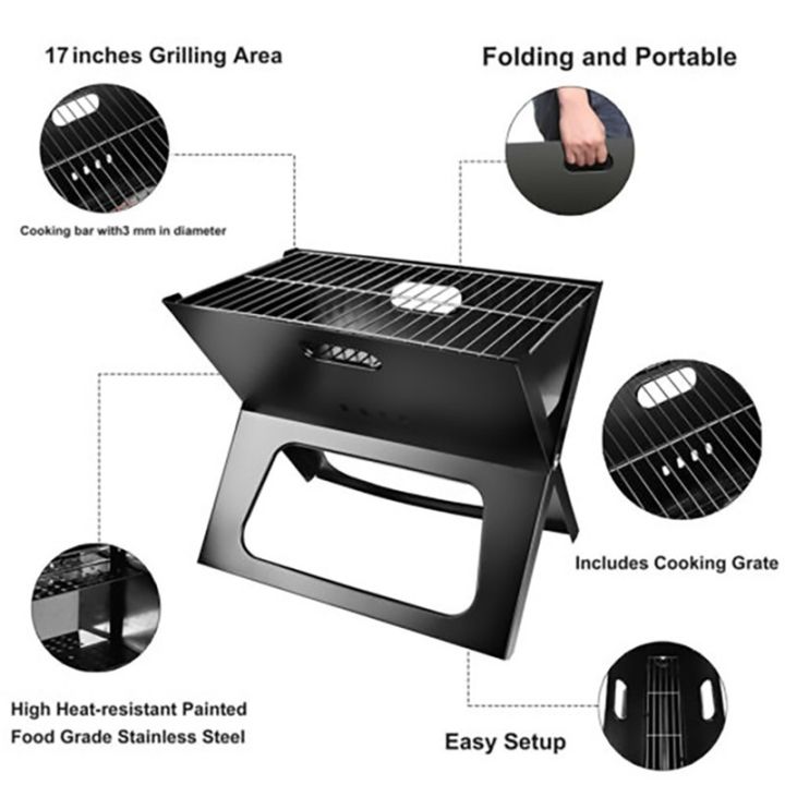 Portable%20Charcoal%20X%20-%20Type%20Folding%20Barbecue%20Grill,%20BBQ%20/%20BAR%20B%20Q%20Portable%20Grill%20Stove%20Camping%20Travel%20Party%20Cooking%20100%25%20-%20BLACK%20Original%20-%20Image%203