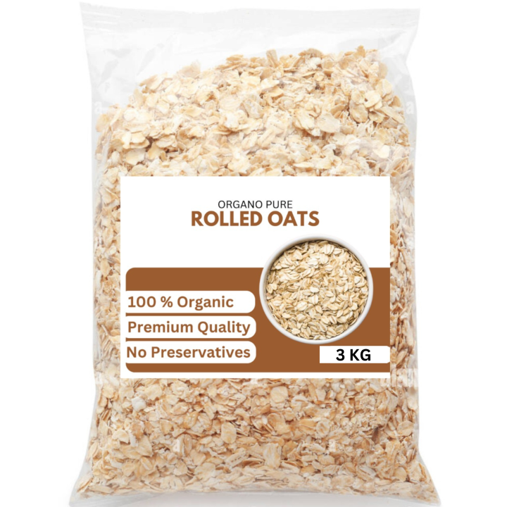 3 KG Rolled Oats | 100% Organic and Natural | GMO Free | Organo Pure