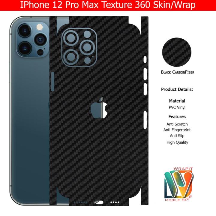 Apple IPhone 12 Pro Max Skin/Wrap 360 Protection Carbon fiber/ Matte/ Transparent/ Leather Back And Sides Included Camera Skin