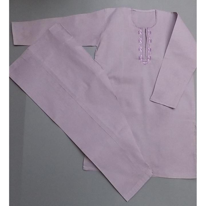 Cute Light Purple Embroidered Pure Cotton Shalwar Kurta For Boys Of 5 to 9 Years