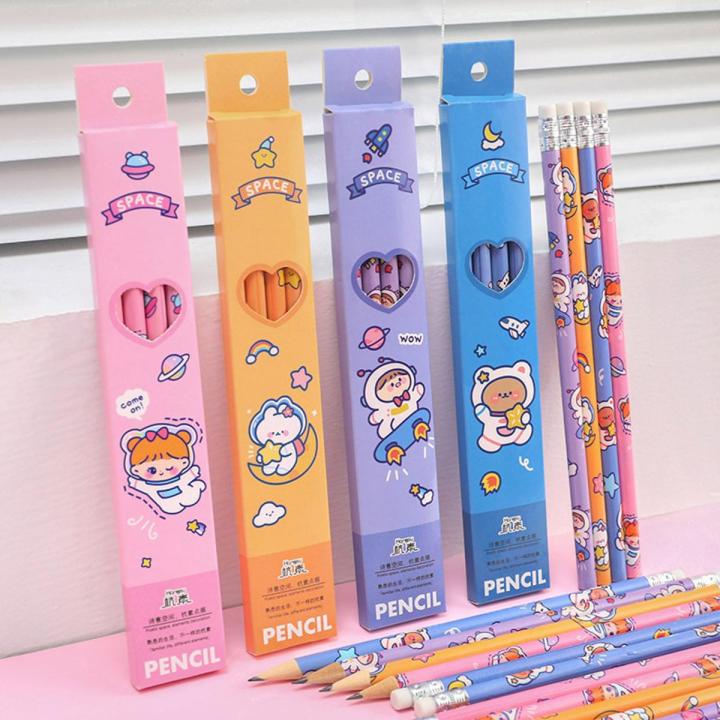4pc Kids Graphite Pencil Cute Korean Japanese Stationery Sketch Drawing Kawaii Pencils for School Supplies Cheap Pen Wholesale