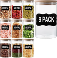 8 Pack Glass Food Storage Containers Jars with Airtight Bamboo Lid, 1000ml Pantry Organization Jar for Spice, Tea, Flour & Sugar Container, Claplante Canister Set for Kitchen Counter. 