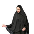 Namaz Hijab With Sleeve High Quality Muslim Women's Hijab scarf Islamic worship Wrap women Head Scarf/scarves Milk silk Elastic Solid Black Color Turban. 