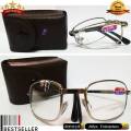 Imported Foldable Optical Reading Glasses +1.00 Prescription Eyeglass Metal Men & Women Ray Computer Working Folding Reading Glasses with Case. 