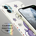 Jizetin for Samsung Galaxy A32 Case Puple Clothing Doraemon Side Design Phone Case Square Edge Pattern Liquid Silicone Cases Full Cover Camera Shockproof Protective Case. 