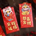 6pcs Cartoon Chinese Style 2025 Snake Year Red Envelopes Hongbao Traditional Red Bag Blessing Thickened Good Red Packets Spring Festival Supplies. 