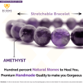 100% Natural Healing Amethyst Gemstone Bead Bracelet for Men and Women. 