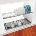 Heavy Duty Stainless Steel Plate and Dish Rack Adjustable 2 Layer Space Saving Storage for Kitchen Cabinets, Available in Multiple Sizes. 