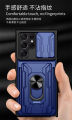 Samsung Galaxy S22 Ultra Phone Case, Hard Armor Camera Protection Cover Ring Stand Card Multifunctional Casing. 