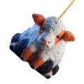 Cow Pendant 8cm Christmas Tree Car Backpack Ornament Cartoon Yellow. 