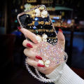 For Realme C25Y / Realme C21Y Cover + Crystal Wrist Strap Fashion 3D Rhinestone Butterfly Shiny Glitter Girls Phone Case Clear Soft Silicone Bumper Shockproof Protective Back Cover. 