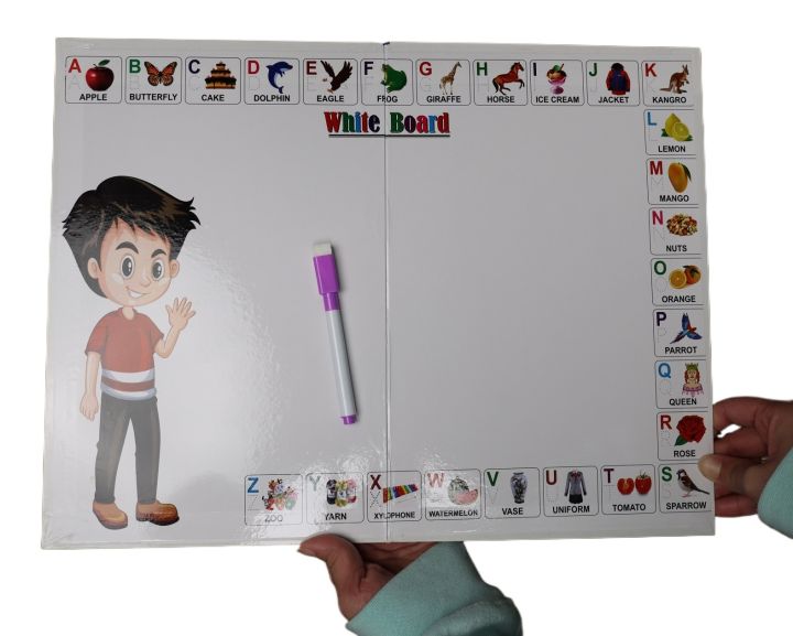 8in1- Wipe & Clean Early Learning and Writing Education Board, Foldable Wipe & Clean Workbook, Practice Book, Learning Book Whiteboard