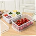 Fridge Storage Containers Kitchen Scallion Storage Box 6-In-1 Snackle Box Container with Lid Plastic Reusable Fridge Vegie Fruit Food Fresh-Keeping Drain Box.. 