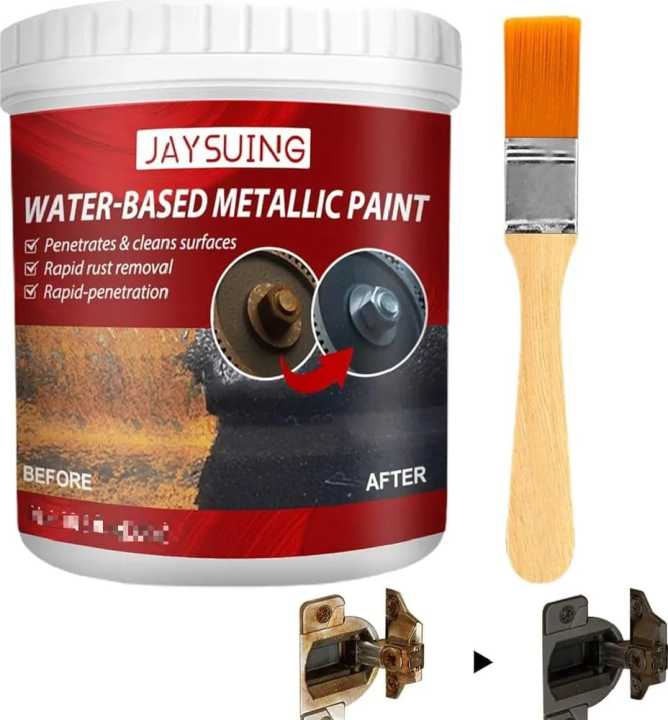 Rust Removal Converter Metallic Paint, Water-Based Metal Rust Remover, Furnishk Rust Converter, Rust Converter for Metal, Multi Purpose Anti-Rust Protection Car Coating Primer with Brush