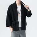 Chinese Style Kimono Cardigan Men Crane Printed Long Black Kimono Cardigan Men. 
