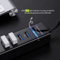 USB HUB 3.0 - 4 port Super Speed Data Transfer up to 5Gbps Fast Speed Charging Multiple Expansion USB Port Adapter Extension With LED Light USB HUB For PC / Windows / Computer / Laptop. 