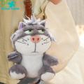 Green Home Car Key Chain Seated Posture Cute Plush Lucifer Cat Pendant. 