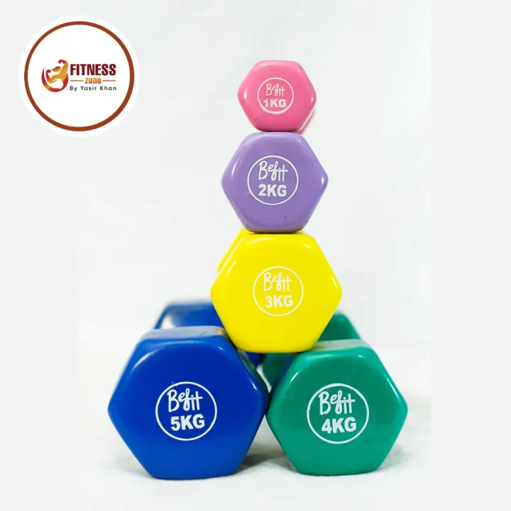 BeFit Premium Vinyl Coated Pair Dumbbells Set 1kg/2kg/3kg/4kg/5kg ...