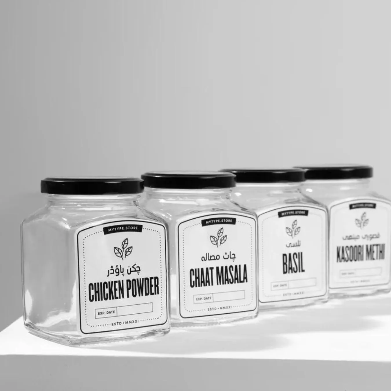 pure-8-glass-jar-400ml-500gram-with-stickers-kitchen-spices-jars