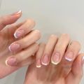 24Pcs Rainbow Five Color French Fresh Press on Nail Tips Wearable False Nails Art Premium Faux Acrylic Full Coverage Nails. 