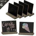 6 Pack Rustic Chalk Board Sign with Wood Stand for Wedding Decorations Signs Labels 6X5 inch Blackboard. 
