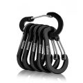 Booms Fishing CC1 6pcs Aluminum Carabiner Key Hook Clips for Outdoor Hiking, Fishing, Camping, Mountaineering. 
