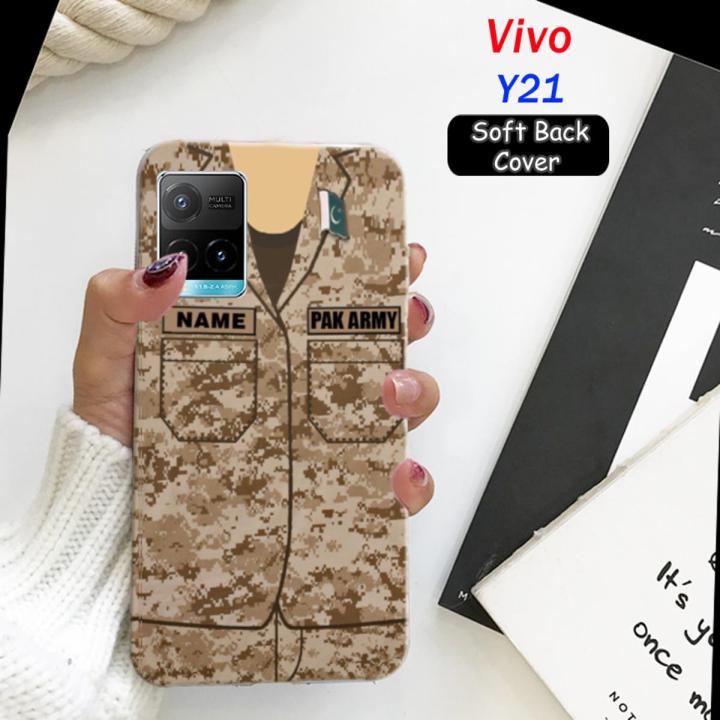 Vivo_Y21 Back Cover Army Name - Soft Case Cover
