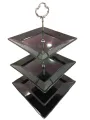 3 Tier Cup Cake Stand - Square - Premium Melamine Quality. 