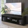 TV Stand, White, TV up to 65 Inches, 7 Open Shelves. 