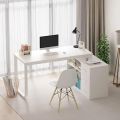 Executive and Unique L-Shape Computer Desk , Study Writing Desk with Storage, Home and Office Computer Table with 3-Drawers and 2-Shelves, Work Space Organizer. 