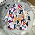 elegantstunning Summer Men Loose Tops Trendy Sunflower Printing Hawaii Couple Beach Shirt Casual Loose Cardigan T-shirt. 