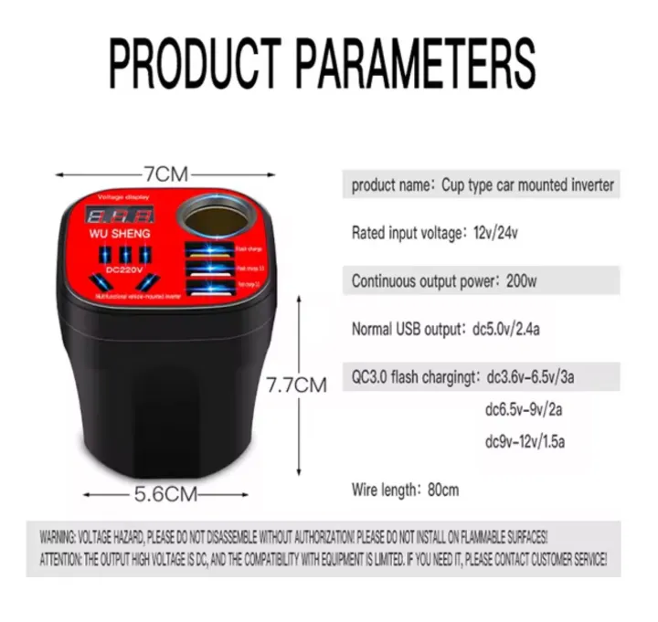 200W%20Car%20Inverter%20DC%2012V/24V%20to%20AC%20220V%20PD+QC3.0%20USB%20Ports%20Phone%20Charger%20With%20Led%20Display%20Cigarette%20Lighter%20Power%20Adapter%20-%20Image%203