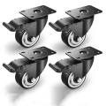 Caster Wheels 360 Degree Rubber Swivel Casters/ Tyres For Furniture  With Brake Top Plate 200 .. Lockable 4Pcs. 