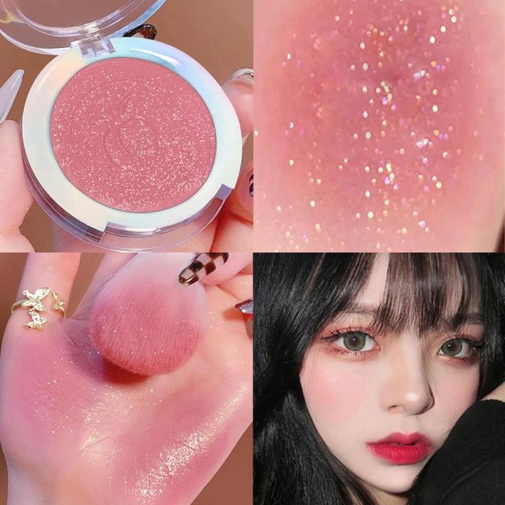 Peach Pink Shimmer Blush Powder Palette Apricot Orange Cheek Rouge Blush Powder Makeup Brighten Highlight Face Blusher Powder kunminghaoming