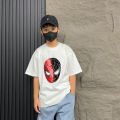 Douyin Spider-Man face change color sequined boy short sleeve T-shirt cotton cartoon flip parent-child top. 