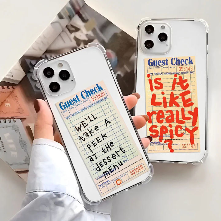 Guest Check Text Label Phone Case For iPhone 15 14 13 12 11 Pro X XS XR Max 7 8 Plus SE 2 3 Mini Soft Clear TPU Back Cover