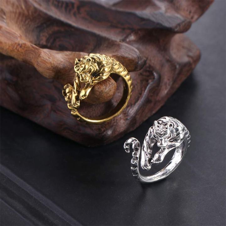 Fashion Adjustable Fierce Tiger Ring Ancient Vintage Animal Style Ring ...