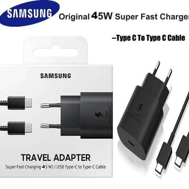 Original Samsung 45W Charger Super Fast Charging 2.0 Travel Adapter TYPE-C Charger with USB TYPE-C to TYPE-C Cable for Samsung Galaxy Tab S4, Tab S5E, Tab S6 Lite, Tab S7 Plus, Tab S8 Ultra, Note20 Ultra, Note10 Plus, S22 ultra,