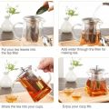 Square Glass Teapot with Heat Resistant Stainless Steel Infuser, Borosilicate Glass Teapot, Glass Tea Kettle. 