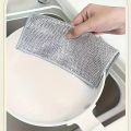 Dish Scrubber Kitchen Cleaning Cloth Metal Multipurpose Wire Dishwashing Rag Easy to Use Rag Reusable Rag Thickened Cleaning Rag for Dishes Sinks Counter Stove Top (Color : Silver). 