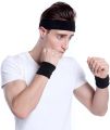 Pack Of 3 - One Pair WristBand & One HeadBand For Men & Women Unisex Sport Wrist Protector Running Badminton Basketball. 