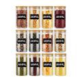 AKHPAL Glass jars with bamboo lids, 12 pieceS spice jars with bamboo lids, 340ml glass storage jars,  glass canisters with wooden airtight lids, labels, glass storage.... 