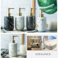 300ml/13 Oz Marble Pattern Ceramic Soap Dispenser/Cup with Golden Pump. 