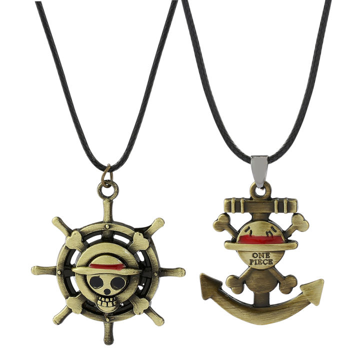 Anime One Piece Trafalgar Law Necklace Monkey D. Luffy Vintage Vintage Skull Pendant Necklace for Women Jewelry Choker