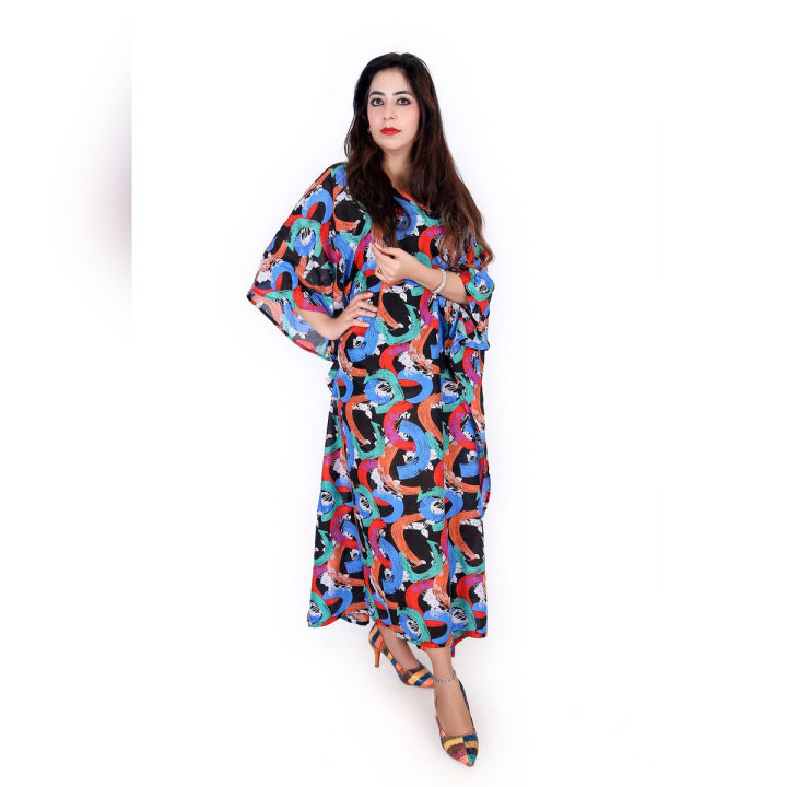Cotton Lawn Kaftan Batwing Sleep Nightwear Lounge Loungewear Caftan Top Poncho WC-CA P3509