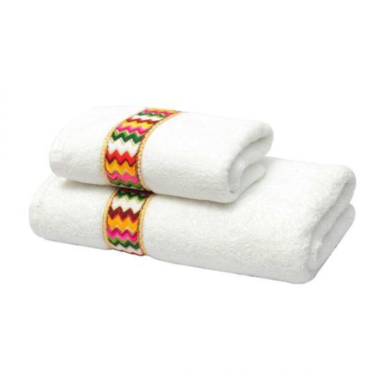 A&G-Pack of 2 - Stylish Turkish bath set with Applique Work - White