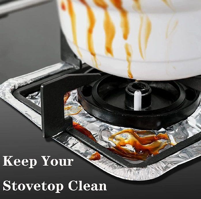 Online Karachi Pack of 10 - Aluminum Foil Gas Stove Burner Covers, Disposable Bib Liners Stove Covers for Kitchen Gas Range Top, Aluminum Foil Plate Gas Hob Protector Burner Cover Stovetop Protector